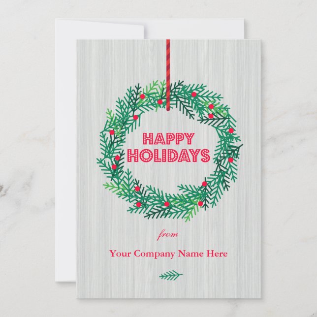 Modern Wreath Corporate Holiday Card (Front)