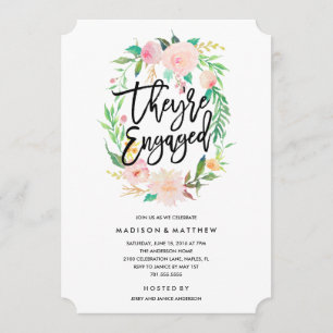 Modern Wreath Engagement Party Invitation