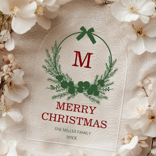 Modern Wreath Merry Christmas Acrylic Card Acrylic Invitations