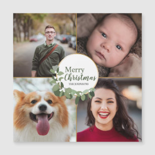 Modern Wreath Photo Holiday Green Merry Christmas