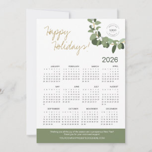 Modern Wreath Your Logo here 2025 Calendar Holiday Card