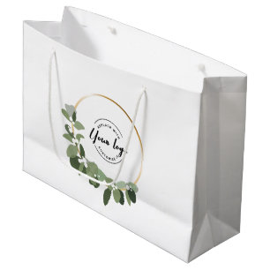 Modern Wreath Your logo here Custom Holiday Large Gift Bag