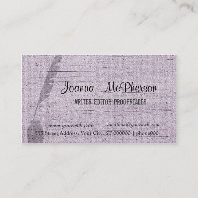 Modern Writer's Antique Pen Trendy Modern Business Card (Front)