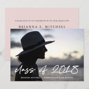 Modern Writing Class of 2018 Photo Grad Party Invitation