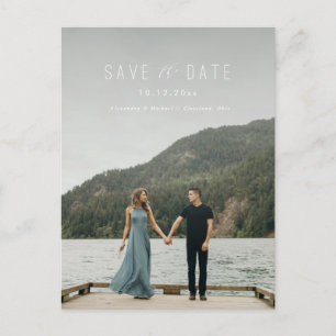 Modern Writing Save the Date Postcard White