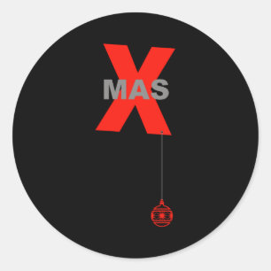 Modern Xmas With Christmas Tree Ornament Classic Round Sticker