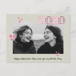 Modern XOXO Galentine's Day Custom Photo & Text Po Postcard