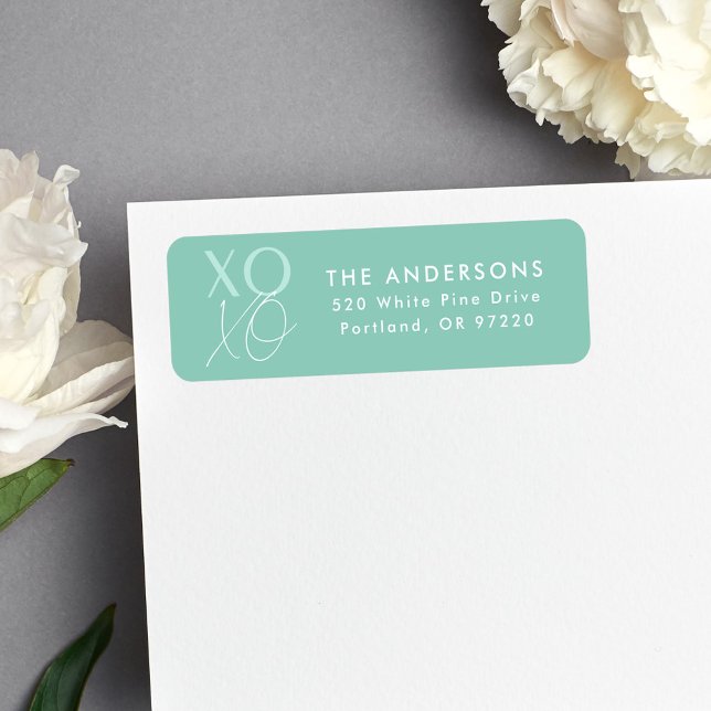 Modern XOXO Mint Green Return Address (Creator Uploaded)