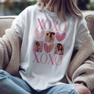 Modern XOXO Pink Hearts and Photo Collage  Tri-Blend Shirt