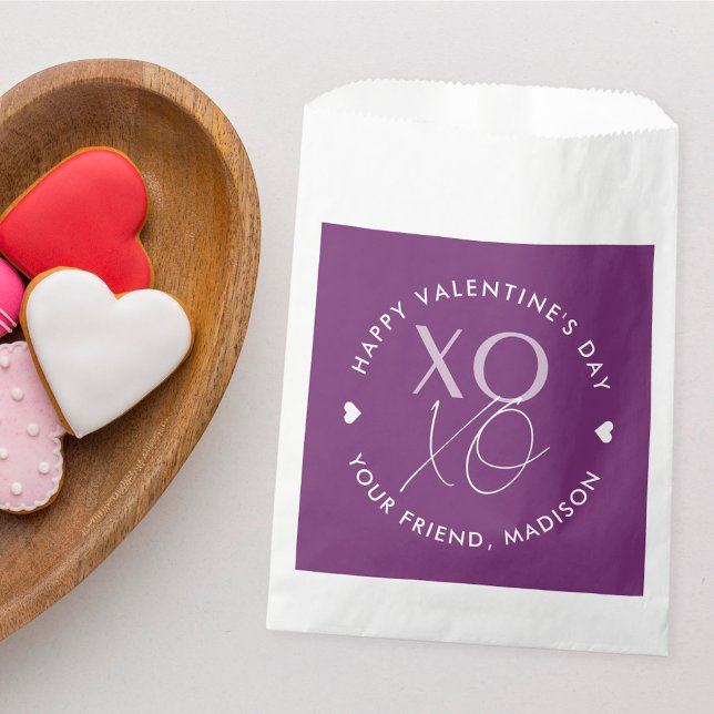 Modern XOXO Purple Personalised Valentine's Day Favour Bags (Creator Uploaded)