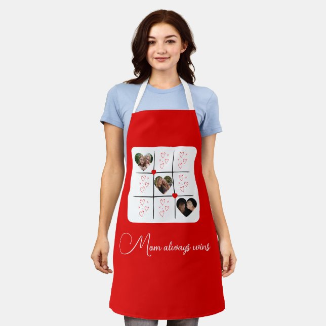 Modern XOXO Red Hearts Mothers Day Photo Apron (Worn)