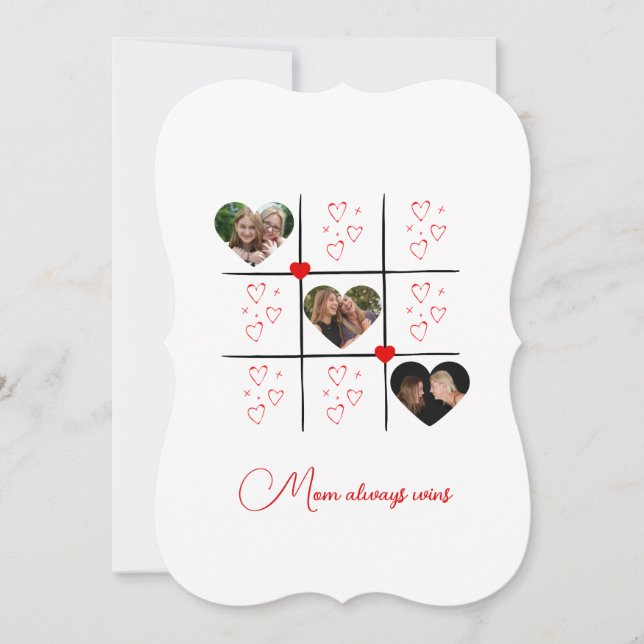 Modern XOXO Red Hearts Valentines Day Photo Card (Front)