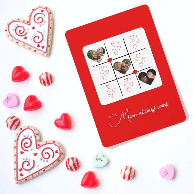 Modern XOXO Red Hearts Valentines Day Photo Card (Creator Uploaded)