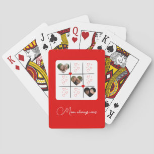 Modern XOXO Red Photo Hearts Valentines Day Playing Cards