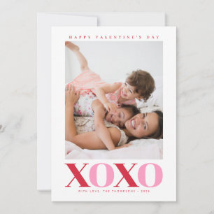 Modern XOXO Valentine Photo Holiday Card