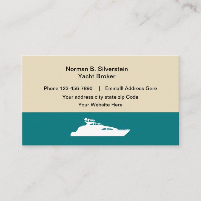 Modern Yacht Broker Sales And Service Business Card (Front)