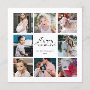 Modern Year in Review 8 Photo Collage Holiday Card