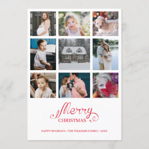 Modern Year in Review 9 Photo Collage Holiday Card