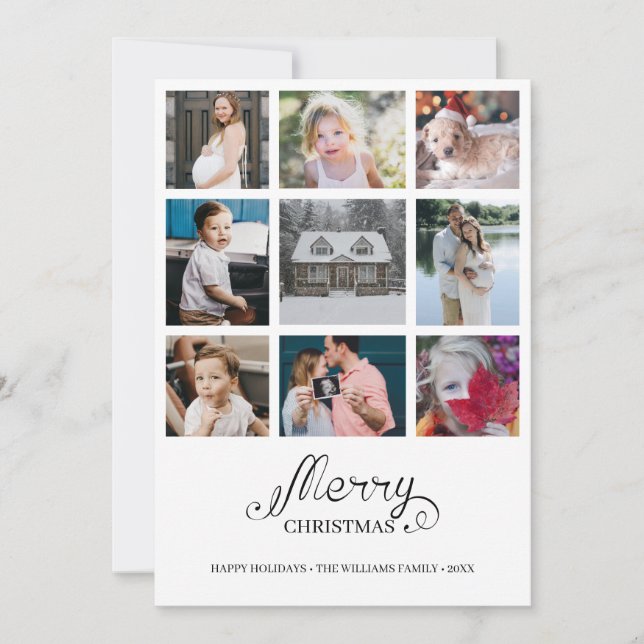 Modern Year in Review 9 Photo Collage Holiday Card (Front)