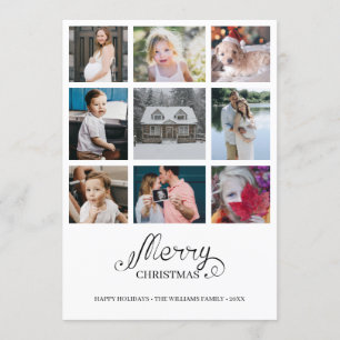 Modern Year in Review 9 Photo Collage Holiday Card