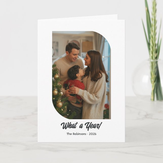 Modern "Year in Review" Photo Collage Christmas Holiday Card (Front)