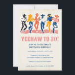 Modern Yeehaw Cowgirl 30th Birthday Party Invitation<br><div class="desc">Saddle up, girls! Celebrate in style with this vibrant Modern Cowgirls Birthday Party Invitation, perfect for a 30th birthday or any other milestone celebration. Featuring a colourful, contemporary design with playful dancing cowgirls, this invitation sets a fun and lively tone for your event. Its bold modern aesthetic makes it ideal...</div>