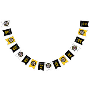 Modern Yell Black White Graduation Photo Bunting