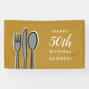 Modern Yellow 50th Birthday Dinner Party Banner