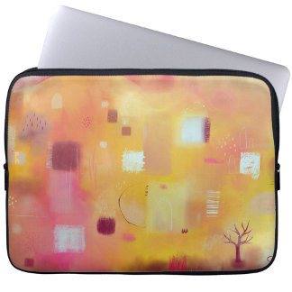 Modern Yellow Abstract Art Laptop Sleeve