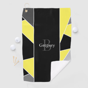 Modern Yellow Abstract Geometric Personalised  Golf Towel