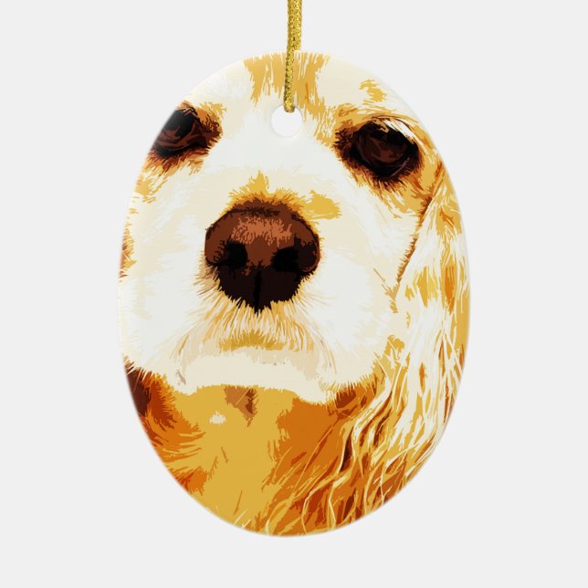modern yellow American cocker spaniel Ceramic Tree Decoration (Front)