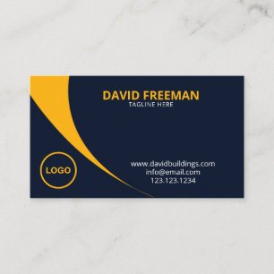 Modern Yellow and Blue Construction Company Logo Business Card
