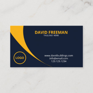 Modern Yellow and Blue Construction Company Logo Business Card