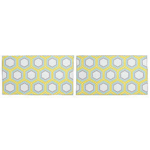 Modern Yellow and Blue Geometric Pattern Pillowcase