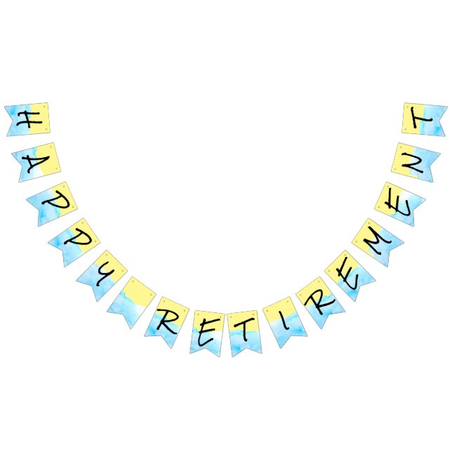 Modern Yellow And Blue Watercolor Happy Retirement Bunting (All)