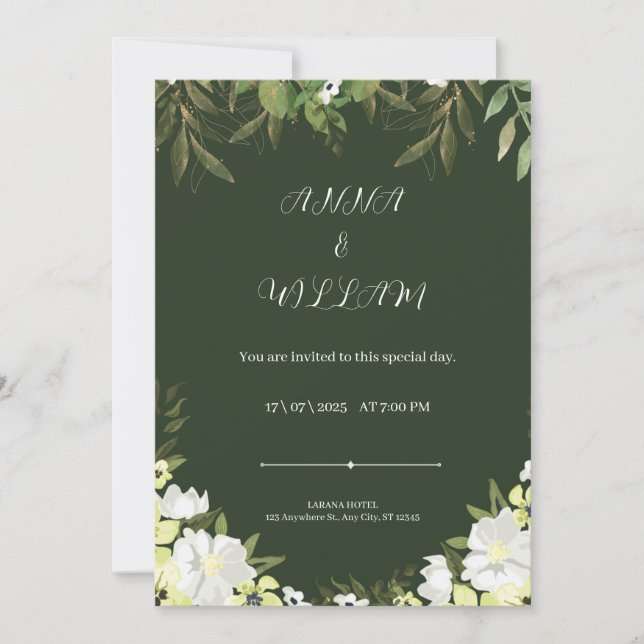 Modern Yellow and Green Wedding Invitation (Front)