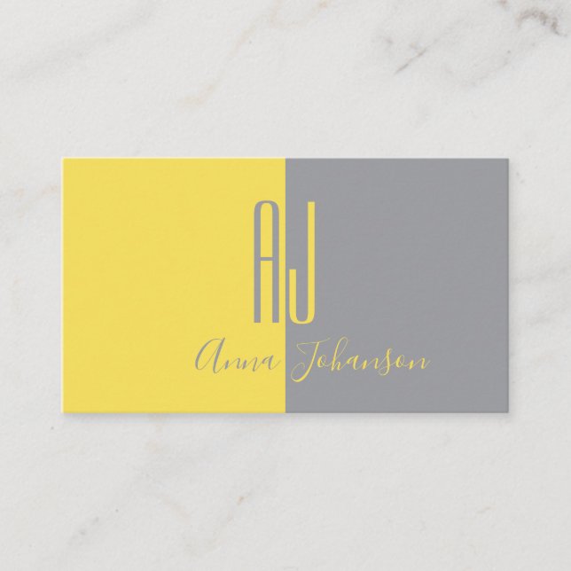 Modern Yellow and Grey Professional Business Card (Front)