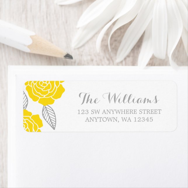 Modern Yellow and Grey Rose Return Address (Insitu)