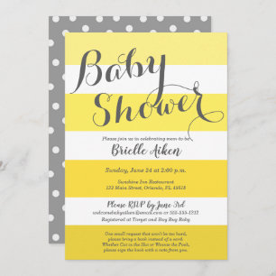 Modern Yellow and Grey Striped Invitation