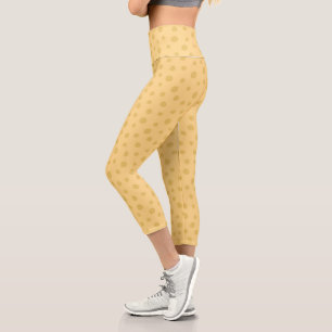 Modern Yellow and Tan Polka Dot Fitness  Capri Leggings