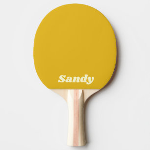Modern yellow and white monogram name ping pong paddle
