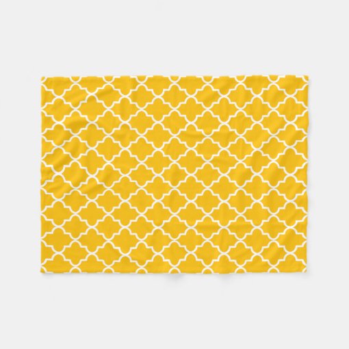 Modern Yellow And White Moroccan Quatrefoil Fleece Blanket Zazzle