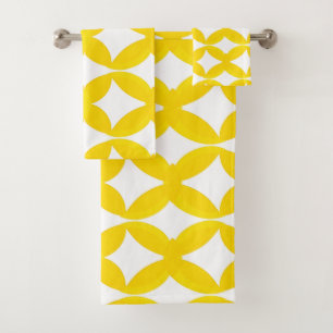 Modern Yellow and White Shippo Seven Treasures Bath Towel Set