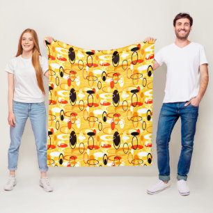 Modern Yellow & black abstract style Fleece Blanket