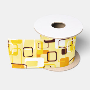 Modern Yellow & black abstract style Satin Ribbon