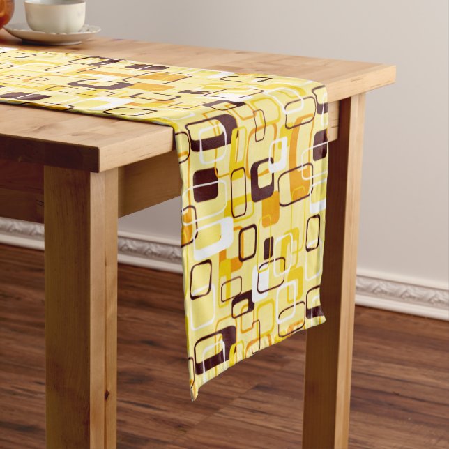 Modern Yellow & black abstract style Short Table Runner (In Situ)