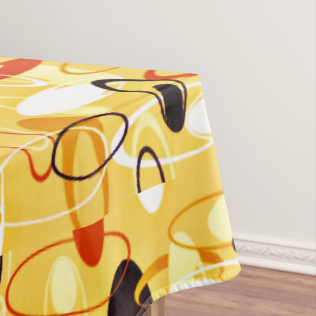 Modern Yellow & black abstract style Tablecloth (In Situ)