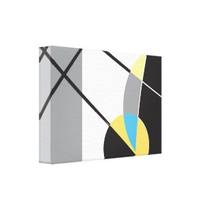 Modern Yellow black blue geometric abstract shapes Canvas Print