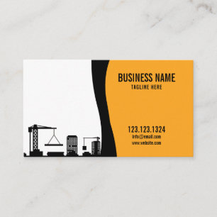 Modern Yellow & Black Building Site Construction Business Card