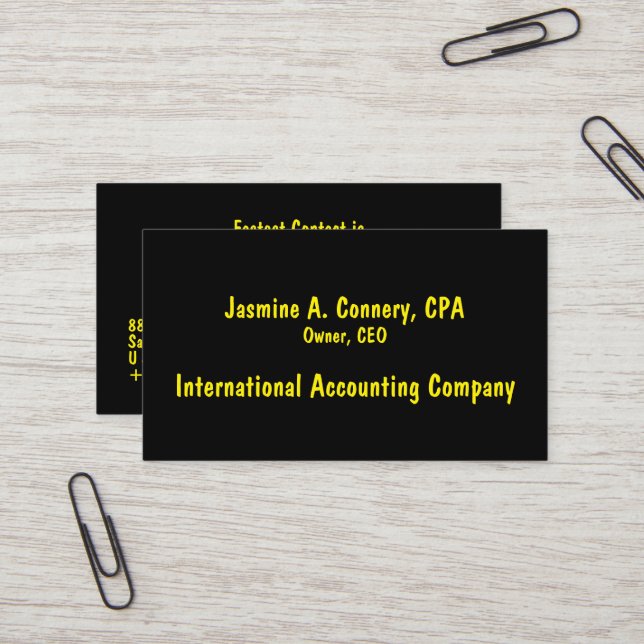 Modern Yellow Black Business Card (Front/Back In Situ)